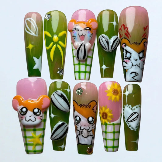 Hamtaro Sunflower Nails