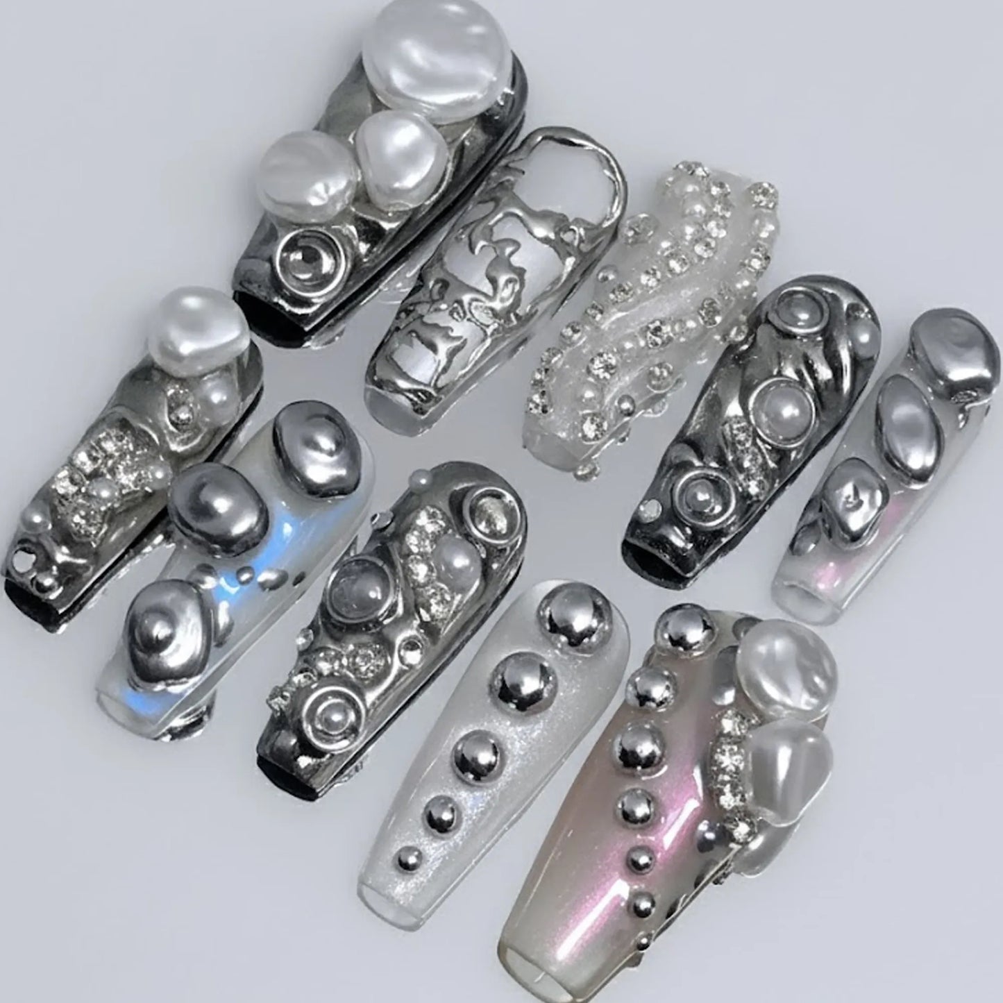 Silver & Pearl Nails