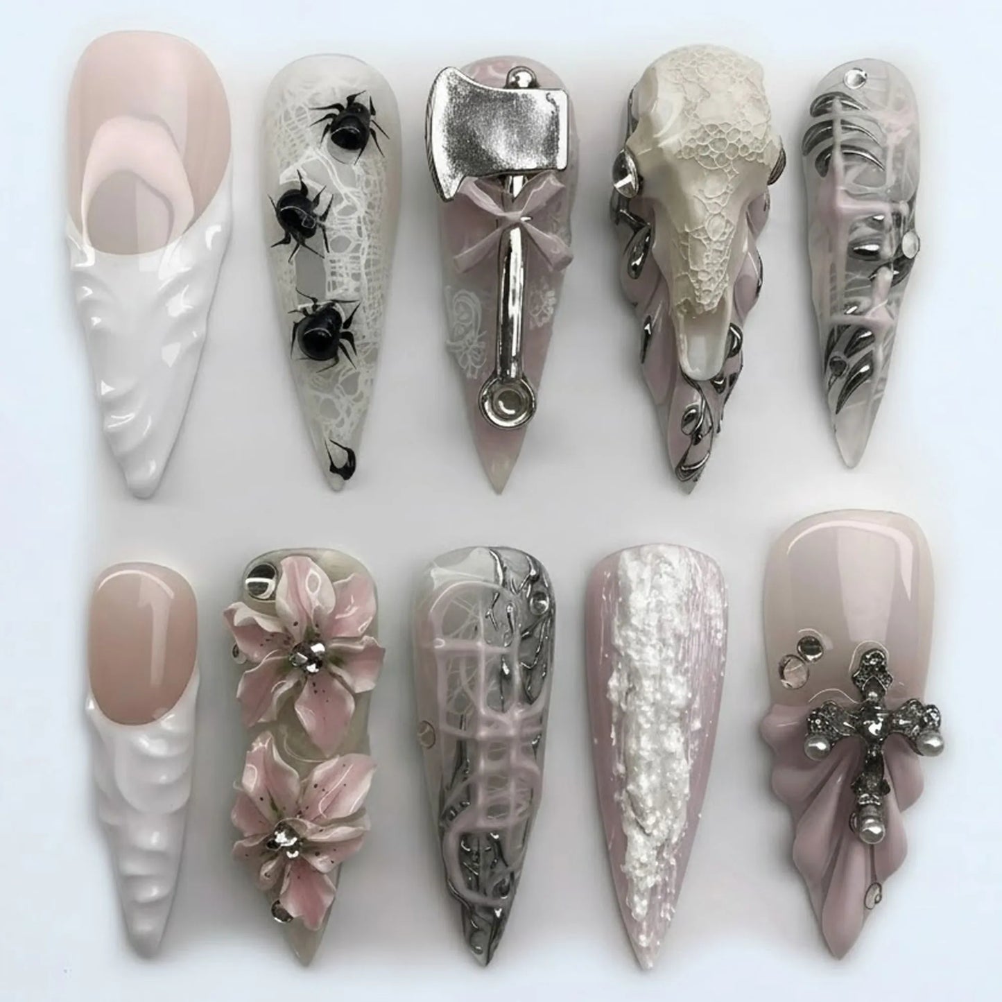 Spooky Chic 3D Nails