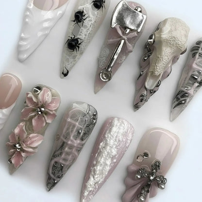 Spooky Chic 3D Nails