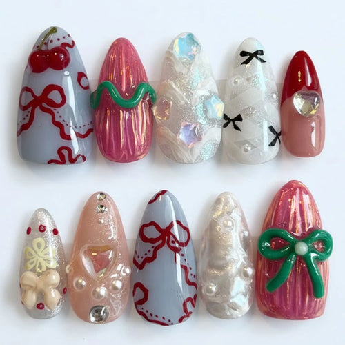 Pastel Hues & 3D Charms Nails