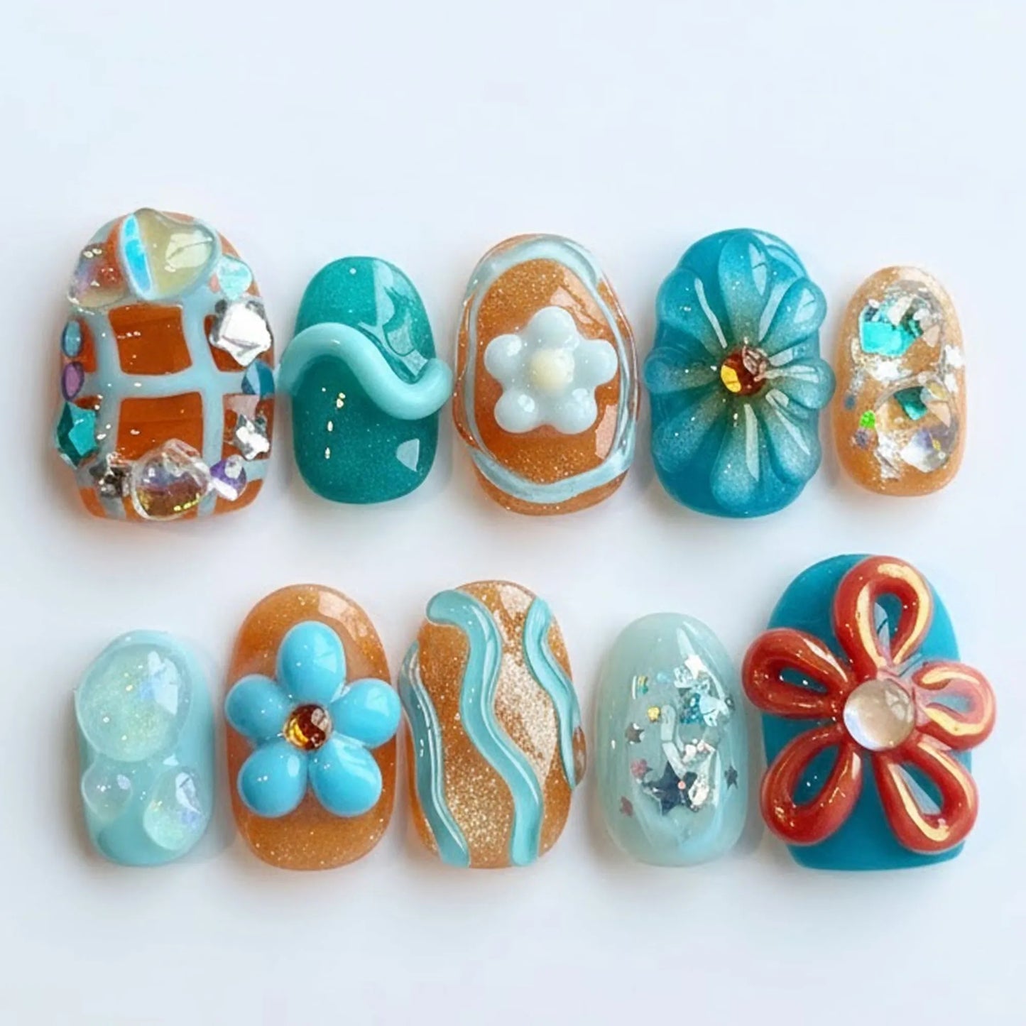 Whimsical Ocean & Sunset Nails