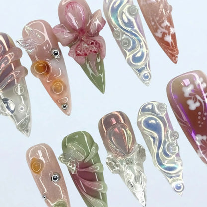 Ethereal Bloom 3D Nails