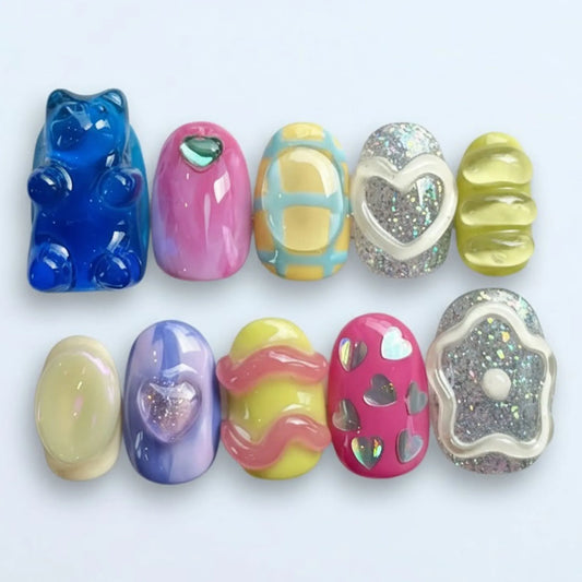 Vibrant Hues & 3D Fun Nails