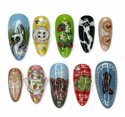 Hand Painted 3D Nail Art Set